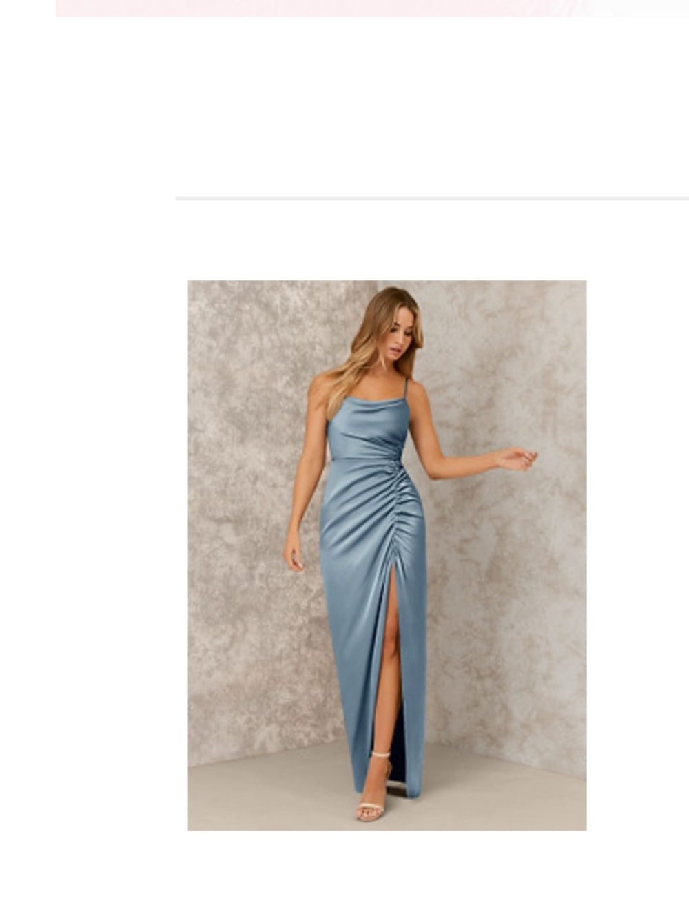 Azazie Kendal + Kylie Cowl Neck Slip Dress in dusty blue